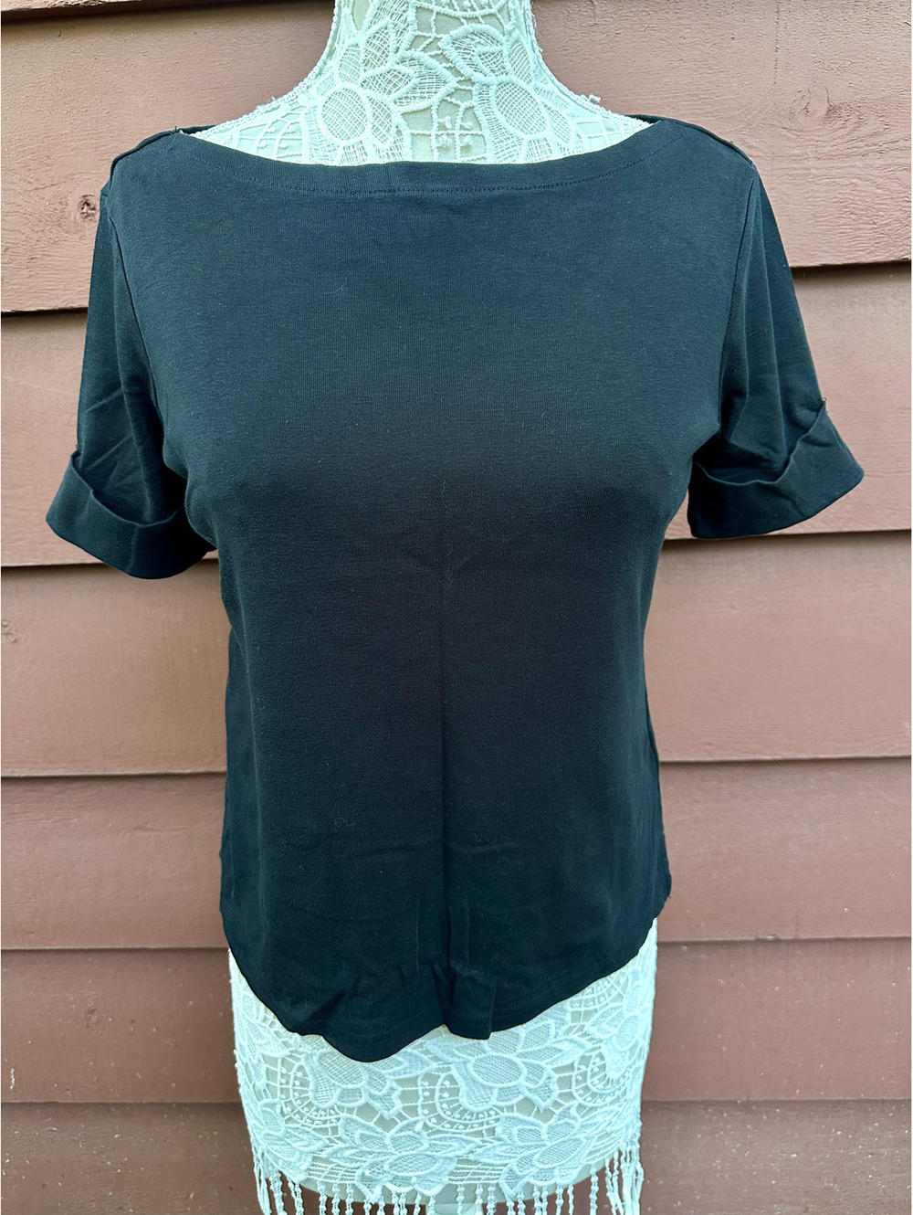 Lauren Ralph Lauren Black Minimalist Short Sleeve T-Shirt Casual Loungewear